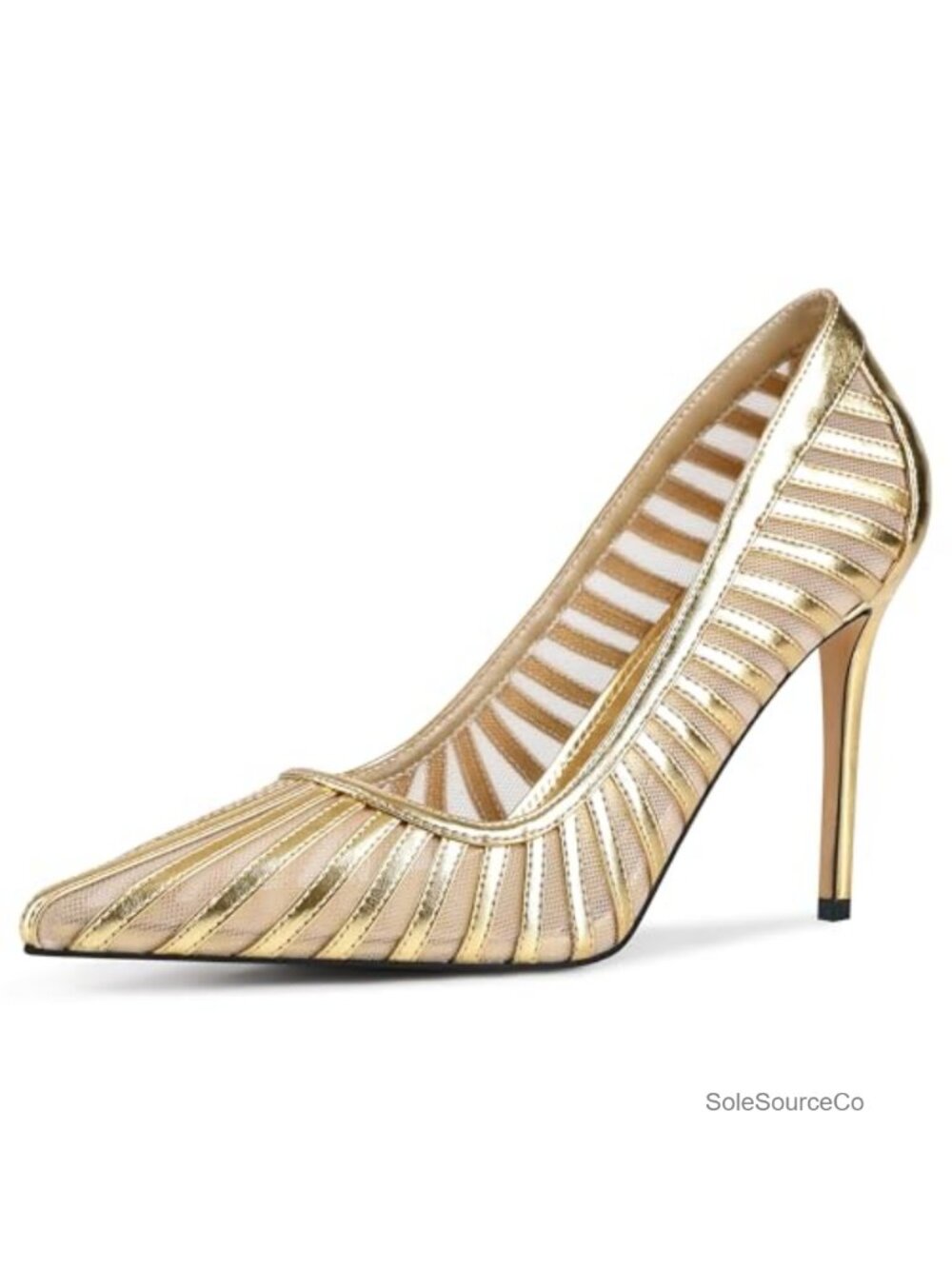 Women's Pointed Toe Stiletto Heels Mesh PU Pumps Office Party Shoes
